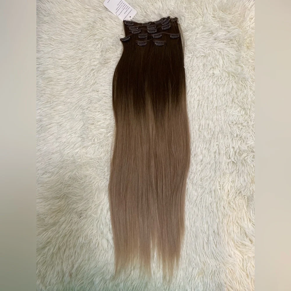 Human hair blend Clip in Balayage 22” Hair Extensions